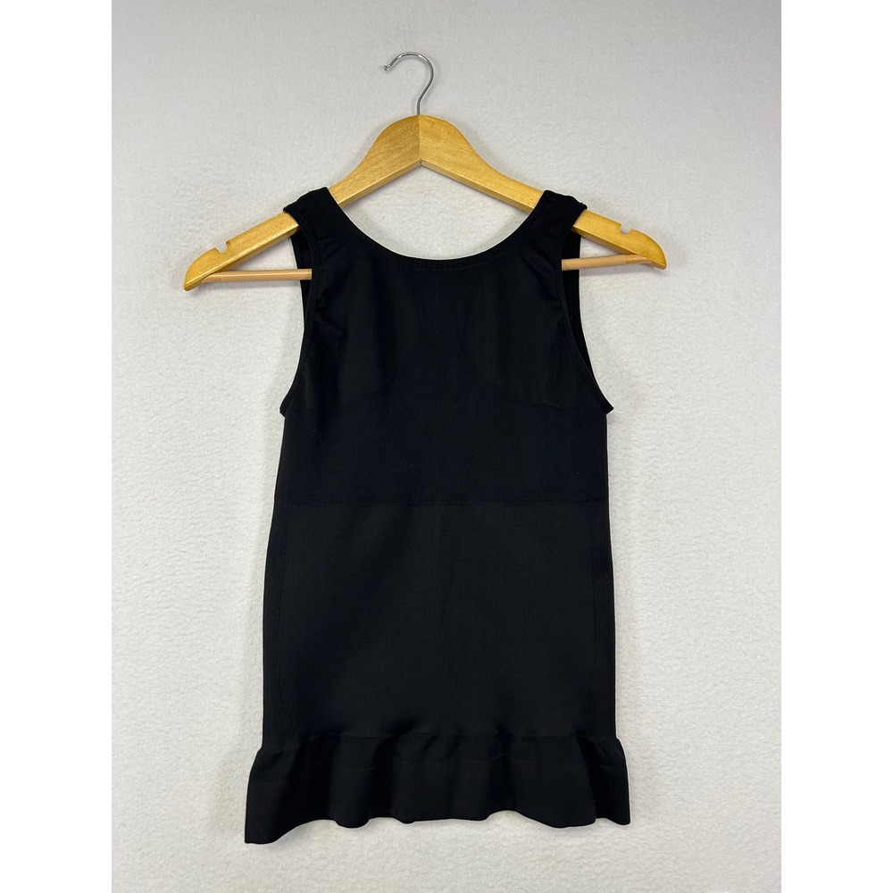 Shapewear Camishaper Women 1X Black Ruched Bust Ruffle Hem Seamless Tank Top - Picture 2 of 8